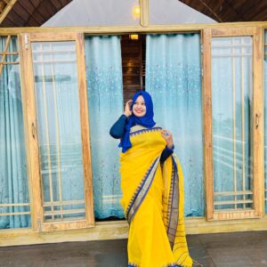 Girls Mirror Saree Yellow